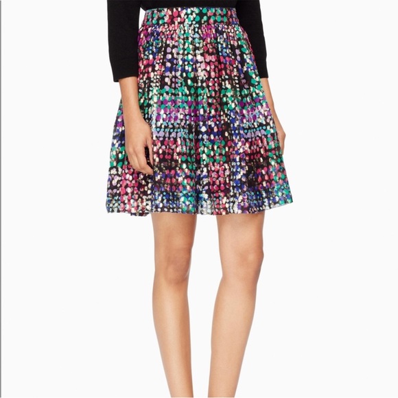 NWOT Kate Spade Metallic Multi Dot Silk Skirt - Picture 1 of 7